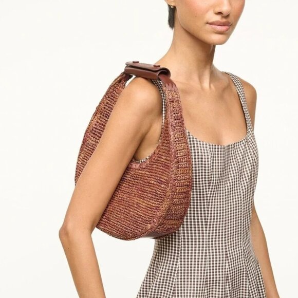 NWT STAUD Moon Raffia Bag, Mahogany - Picture 4 of 5